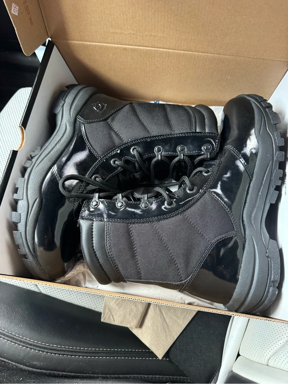 Men's Black Tactical Work Boots - Rugged Lace-Up Safety Style
